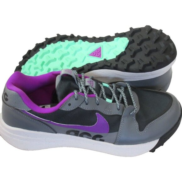 Nike Men's ACG Lowcate Trail Hiking Shoes Smoke Grey Purple Green Sizes NEW - Picture 2 of 5